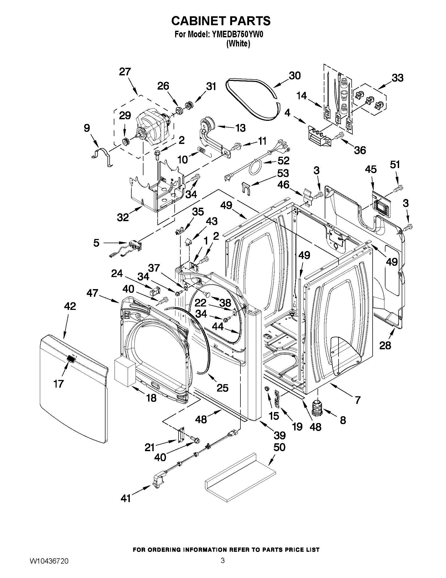 02 - CABINET PARTS Diagram and Parts List for YMEDB750YW0  Whirlpool Dryer