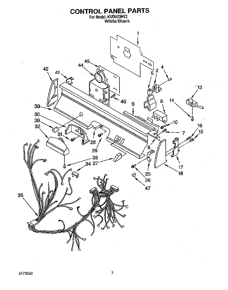 CONTROL PANEL, LIT/OPTIONAL Diagram and Parts List for KUDH23HY2  KitchenAid Dishwasher