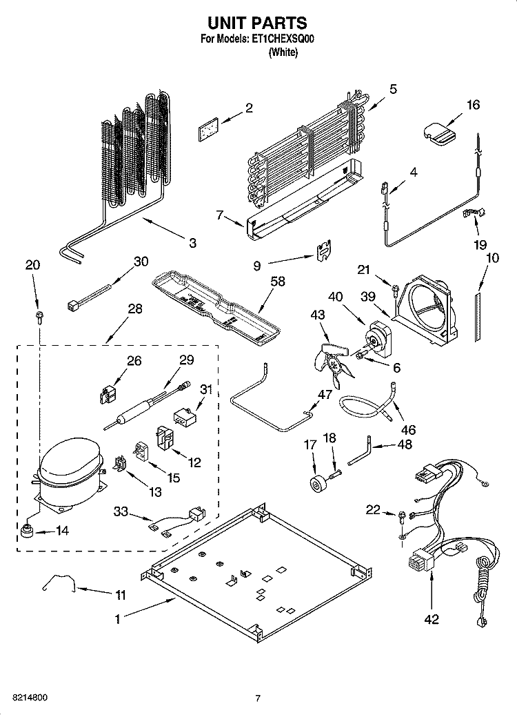 UNIT PARTS Diagram and Parts List for ET1CHEXSQ00  Whirlpool Refrigerator