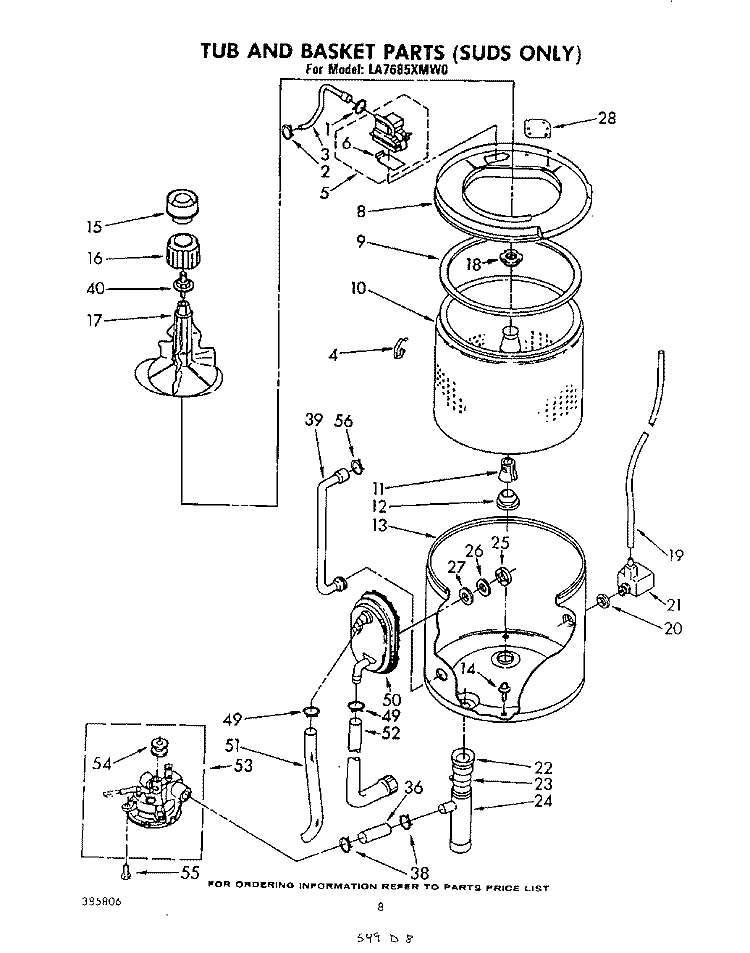 TUB BASKET (SUDS ONLY) Diagram and Parts List for LA7685XMW0  Whirlpool Washer