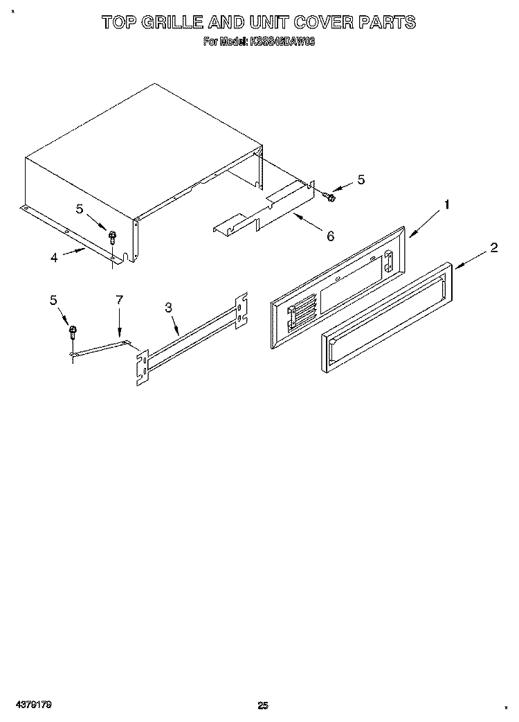 TOP GRILLE AND UNIT COVER Diagram and Parts List for KSSS48DAW03  KitchenAid Refrigerator