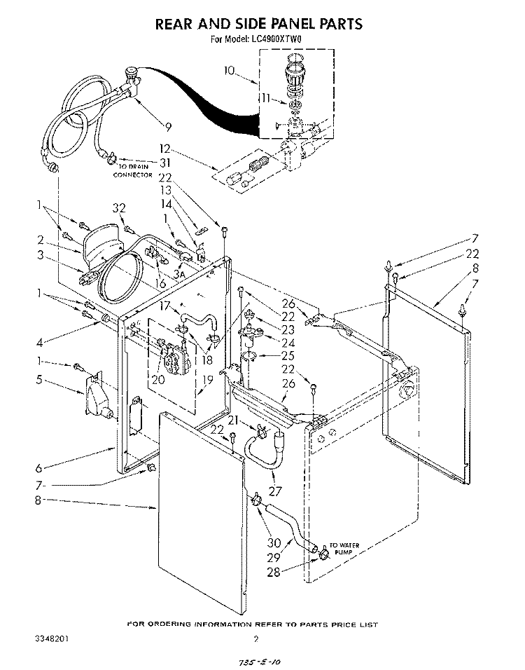 REAR AND SIDE PANEL , LITERATURE AN Diagram and Parts List for LC4900XTN0  Whirlpool Washer