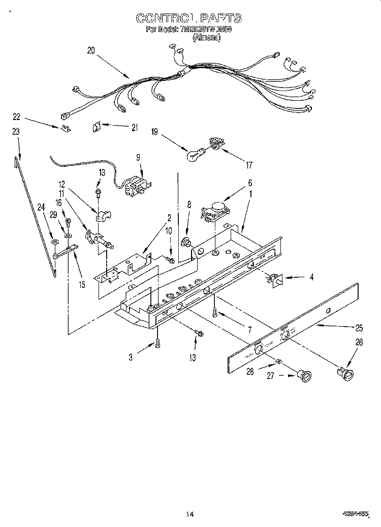 CONTROL Diagram and Parts List for 7MED20TWDN00  Whirlpool Refrigerator