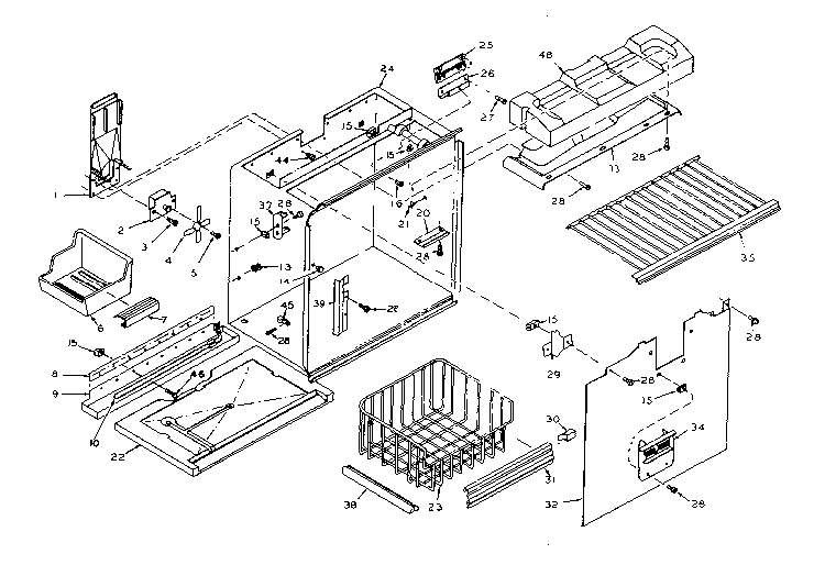 Freezer Section Parts Diagram and Parts List for 106W18GL1  Kenmore Refrigerator