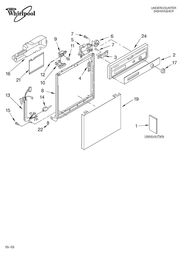 Frame And Console Parts Diagram and Parts List for DU890SWLT0  Whirlpool Dishwasher