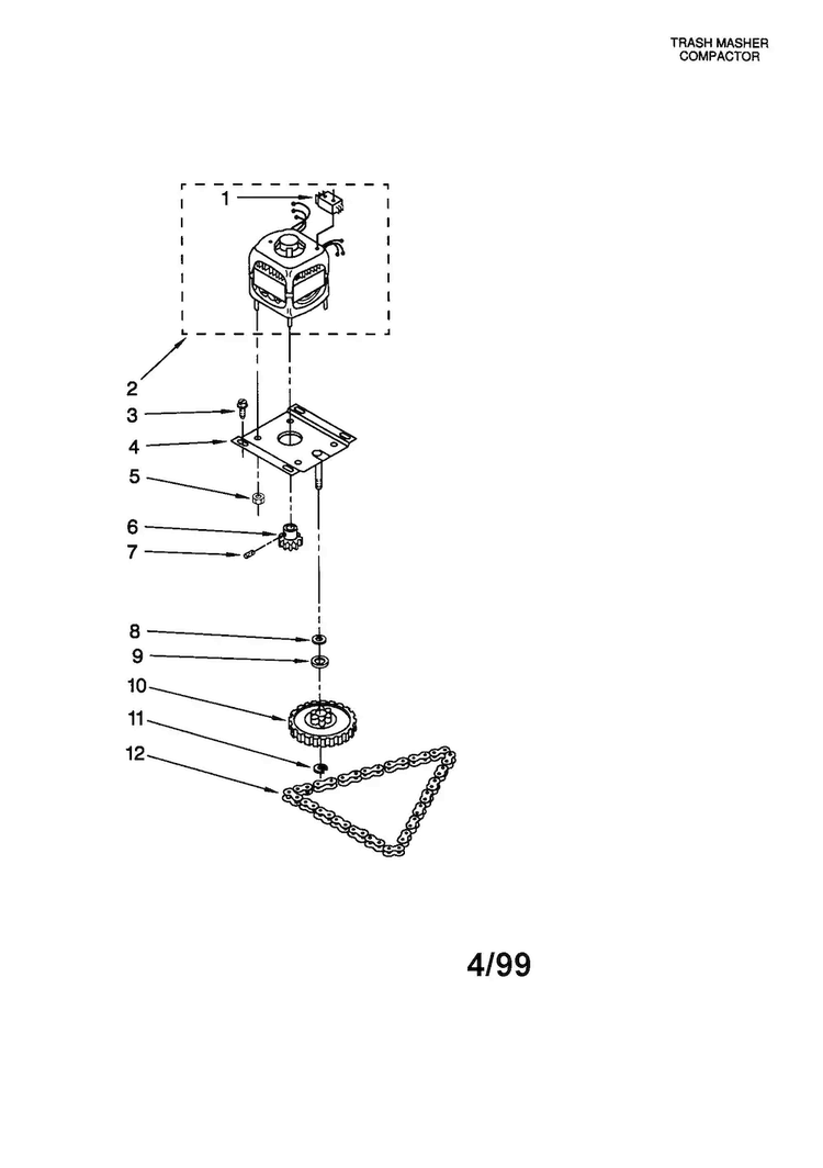 Motor And Drive Diagram and Parts List for GX9000QPGS1  Whirlpool Trash Compactor