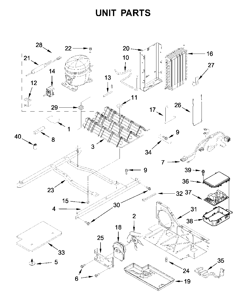 Unit parts Diagram and Parts List for 5WRS315NHW00  Whirlpool Refrigerator