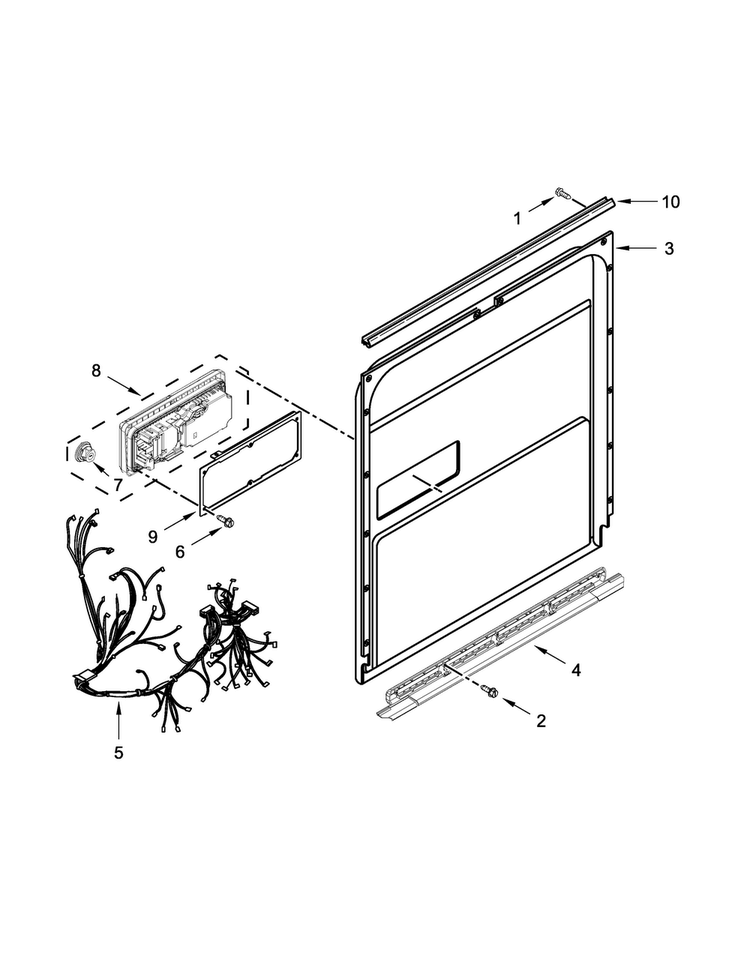 Inner Door Parts Diagram and Parts List for KDFE304DSS1  KitchenAid Dishwasher