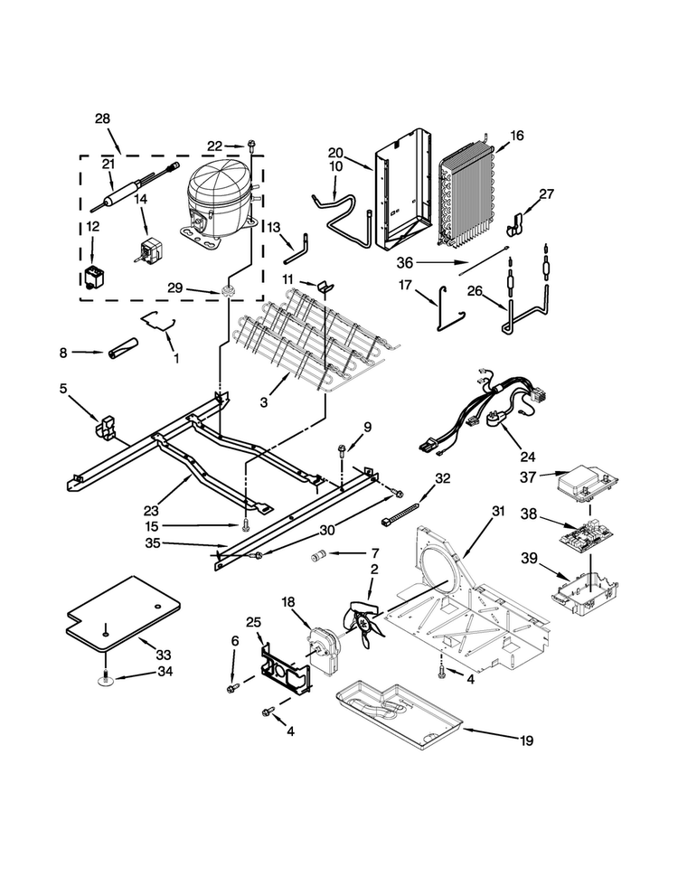 Unit Parts Diagram and Parts List for KSF22C4CYY01  KitchenAid Refrigerator