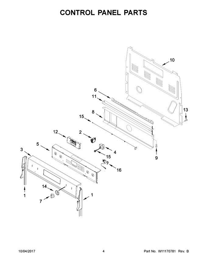 03 - Control Panel Parts Diagram and Parts List for YWFE975H0HV0  Whirlpool Range