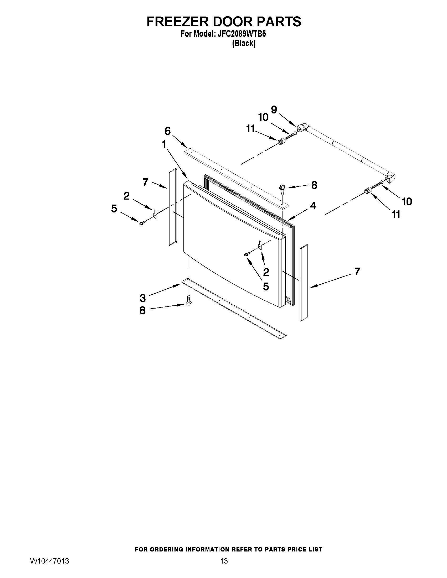 07 - FREEZER DOOR PARTS Diagram and Parts List for JFC2089WTB5  Whirlpool Refrigerator