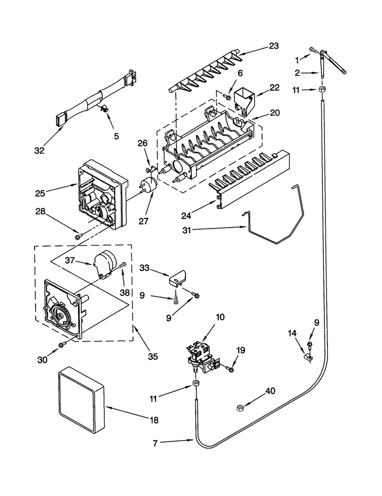 Icemaker Diagram and Parts List for KSRS22QGBT0  KitchenAid Refrigerator