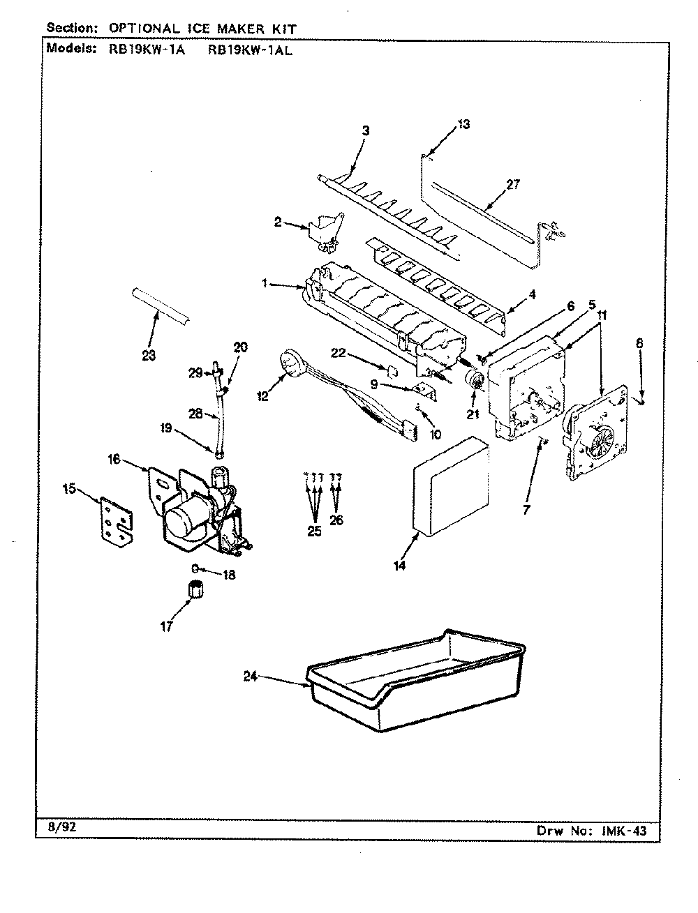 05 - Optional Ice Maker Kit Diagram and Parts List for RB19KW-1A  Whirlpool Refrigerator