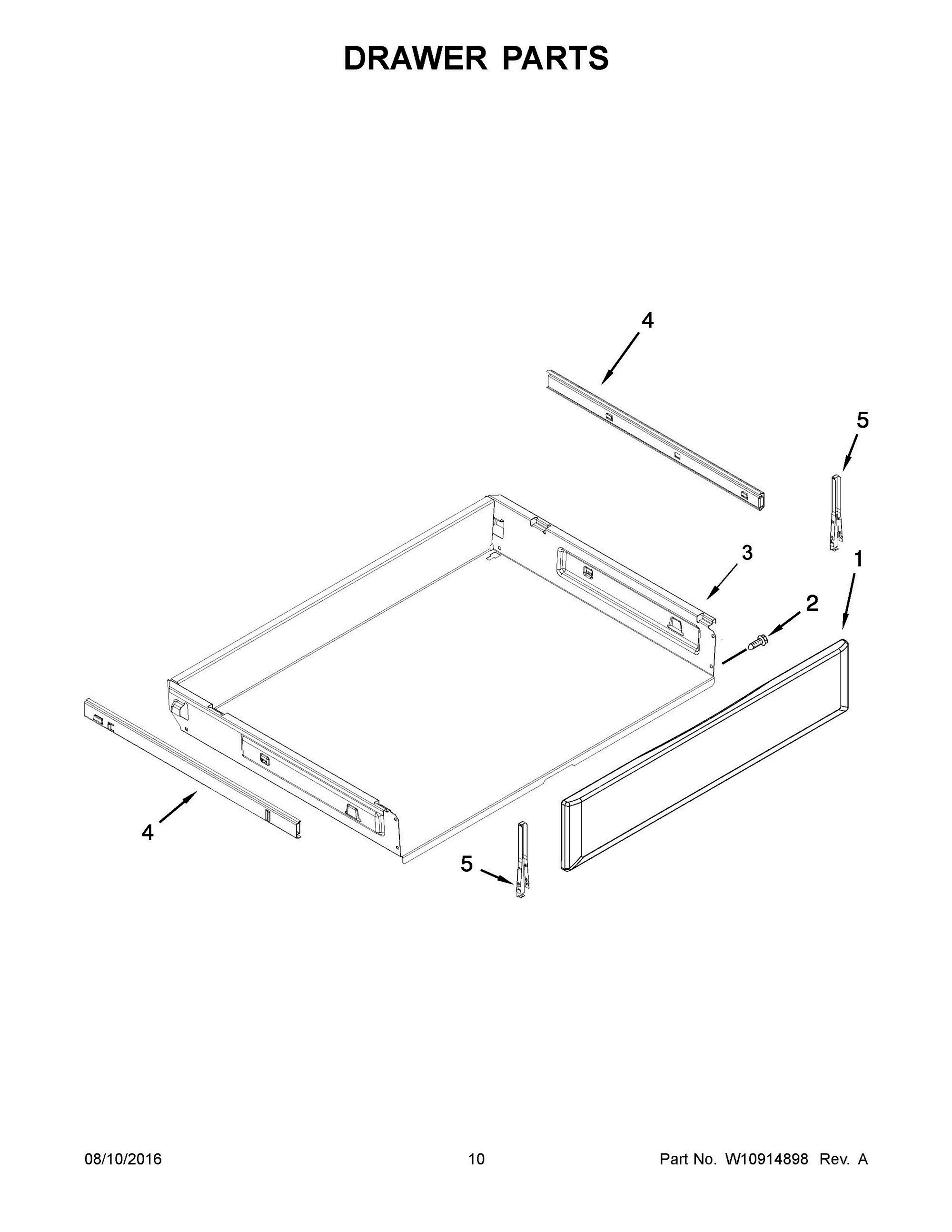 06 - DRAWER PARTS Diagram and Parts List for YKFEG500ESS1  Whirlpool Range