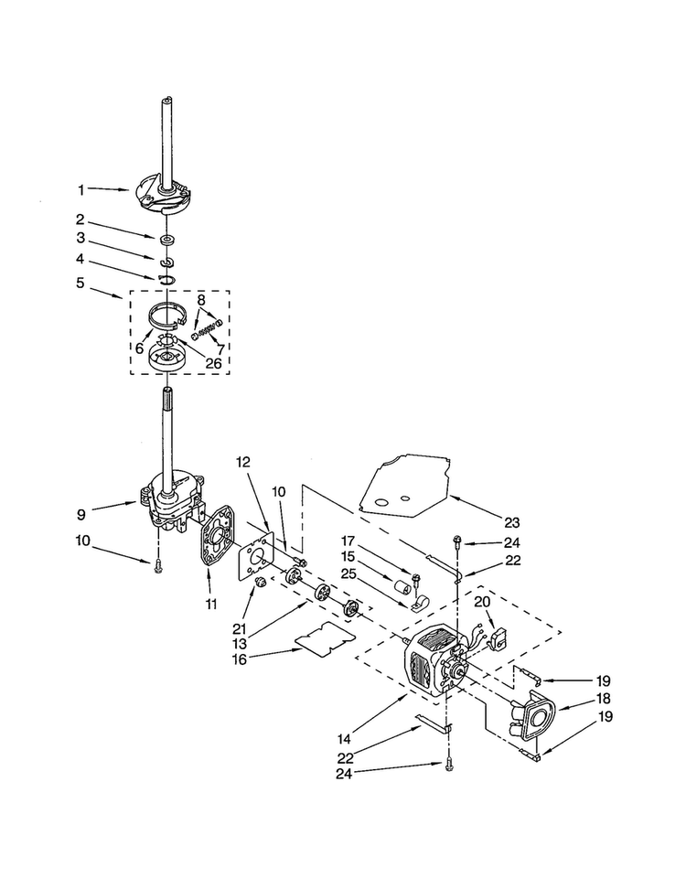 Brake/clutch/gearcase/motor/pump Diagram and Parts List for 110C92962200  Kenmore Washer Dryer Combo