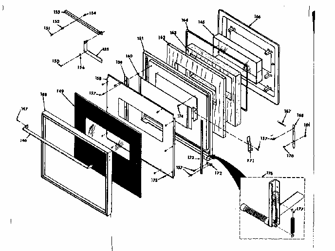 Oven Door Diagram and Parts List for 8504237291  Kenmore Range