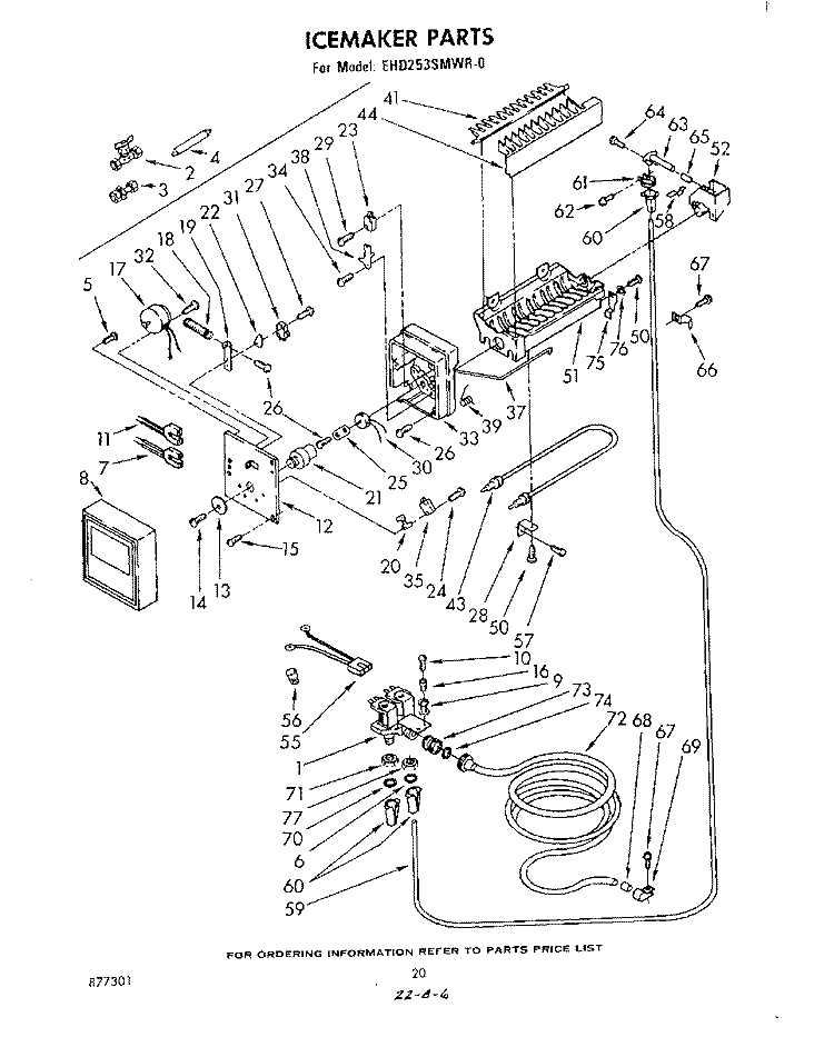 ICE MAKER , PARTS NOT ILLUSTRATED Diagram and Parts List for EHD253SMWR0  Whirlpool Refrigerator