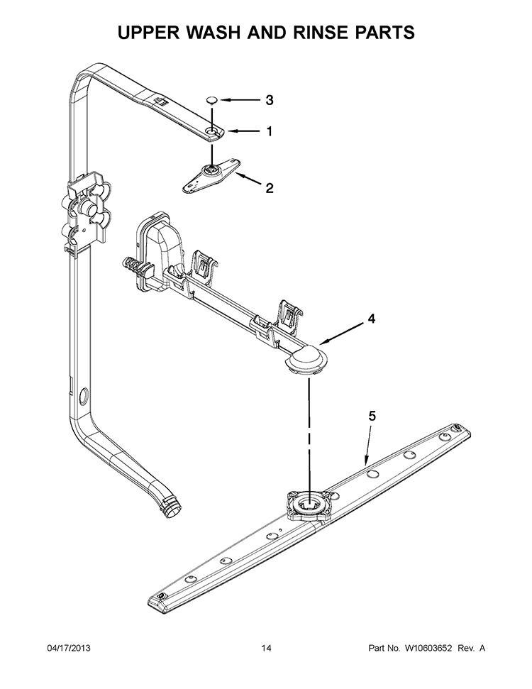 UPPER WASH AND RINSE PARTS Diagram and Parts List for IUD7500BS1  Whirlpool Dishwasher