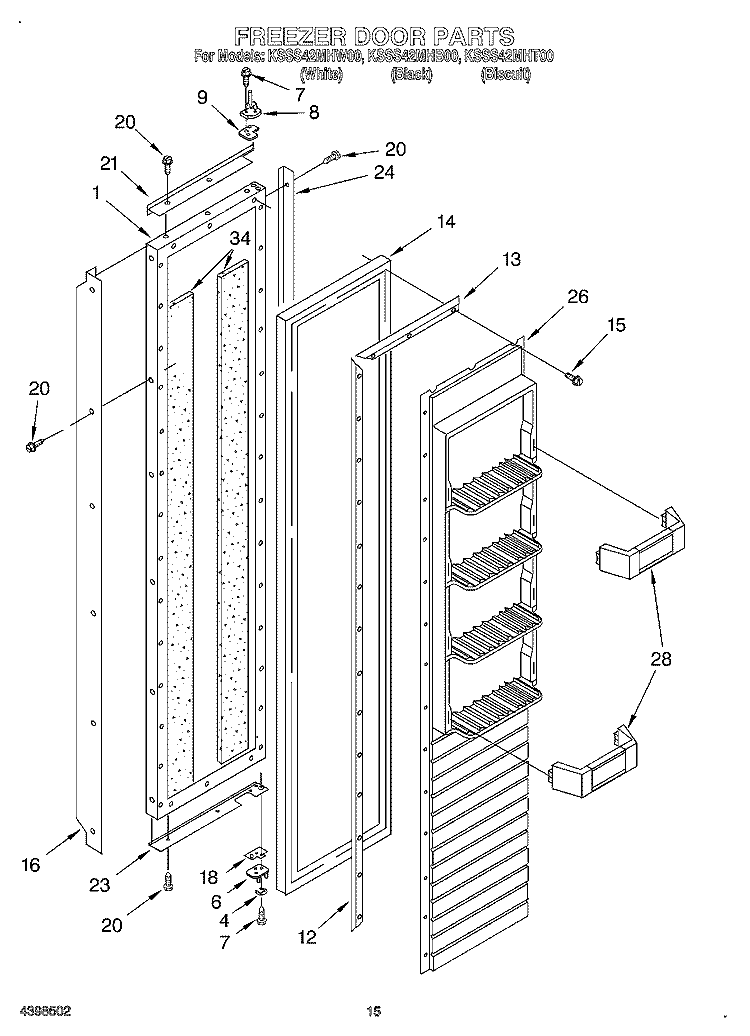 FREEZER DOOR Diagram and Parts List for KSSS42MHT00  KitchenAid Refrigerator