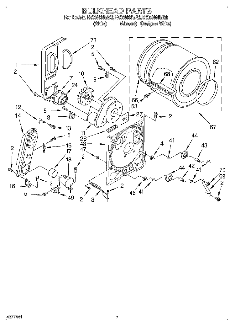 BULKHEAD Diagram and Parts List for RGX4635EQ2  Roper Dryer