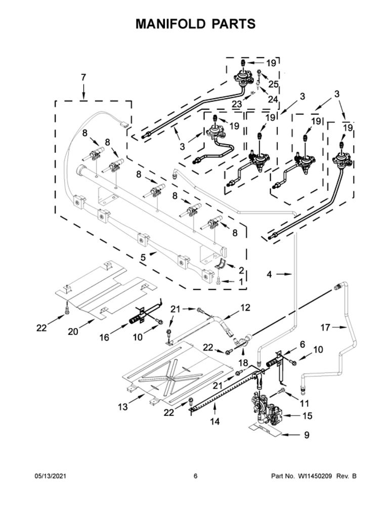 Manifold Parts Diagram and Parts List for WFG550S0HZ2  Whirlpool Range