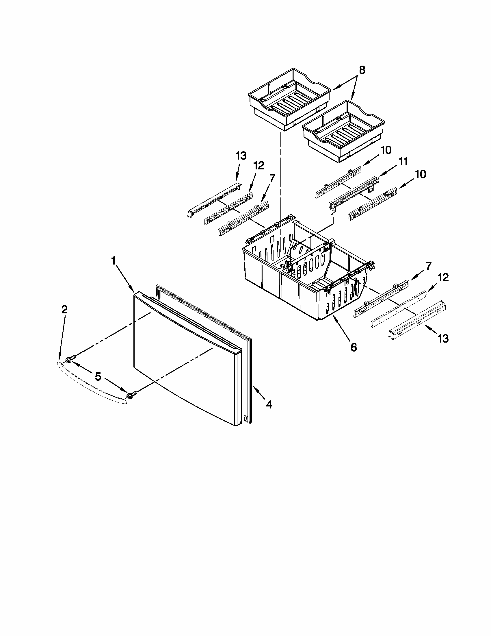 Freezer Door Parts Diagram and Parts List for 59679542014  Kenmore Refrigerator