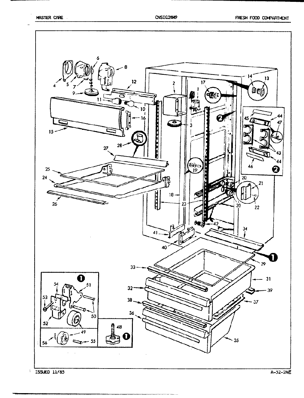 03 - Fresh Food Compartment Diagram and Parts List for CNSIG24M9A  Whirlpool Refrigerator