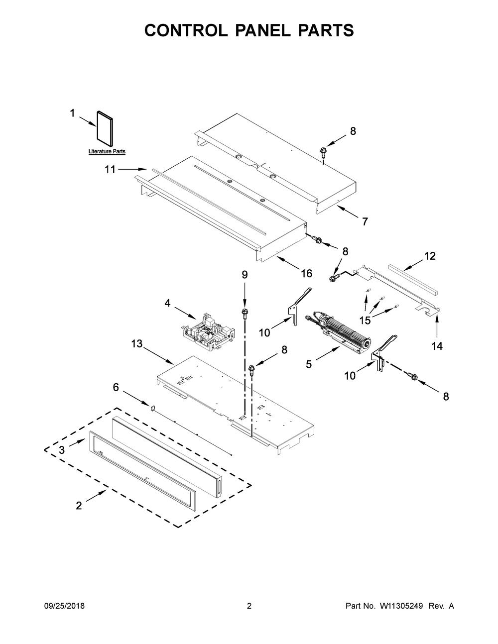 Control Panel Parts Diagram and Parts List for WOD97EC0HZ01  Whirlpool Wall Oven