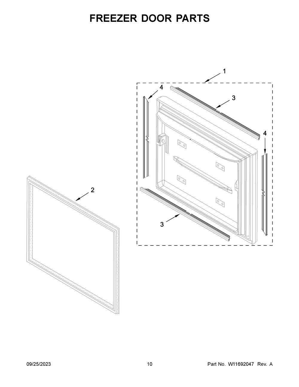 Freezer Door Parts Diagram and Parts List for KRFC302EPA08  KitchenAid Refrigerator