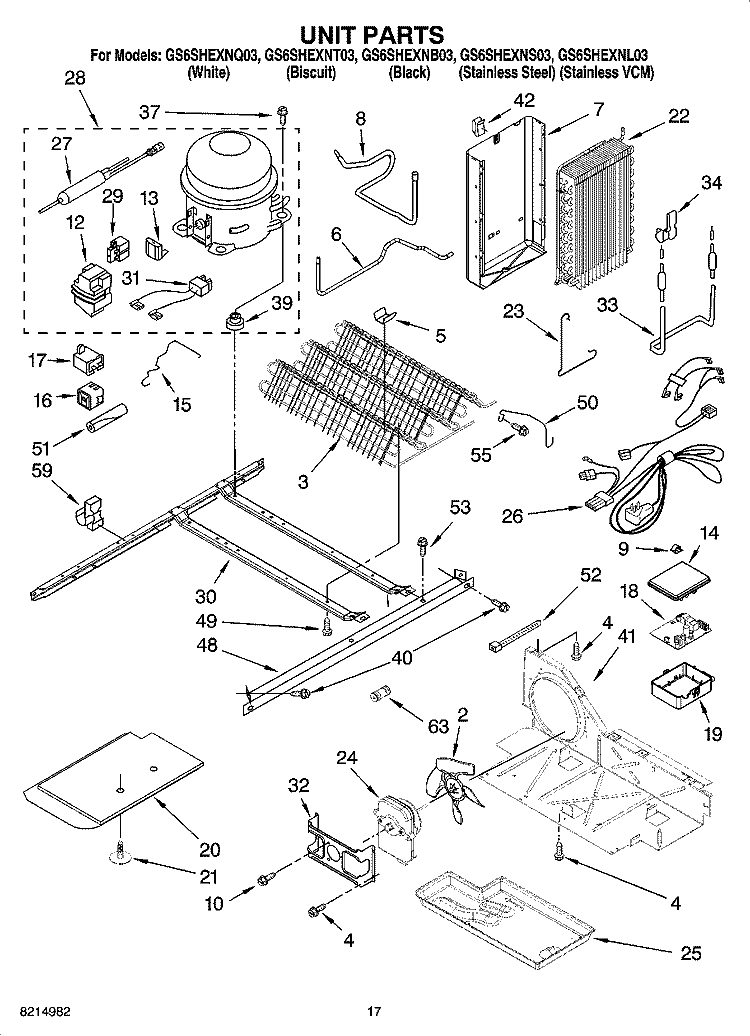 UNIT PARTS Diagram and Parts List for GS6SHEXNT03  Whirlpool Refrigerator