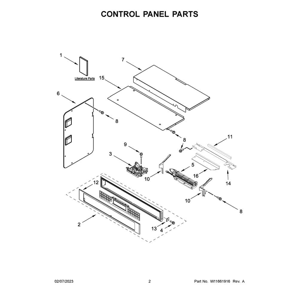 Control Panel Diagram and Parts List for KOCE500EBS22  KitchenAid Microwave Oven Combo