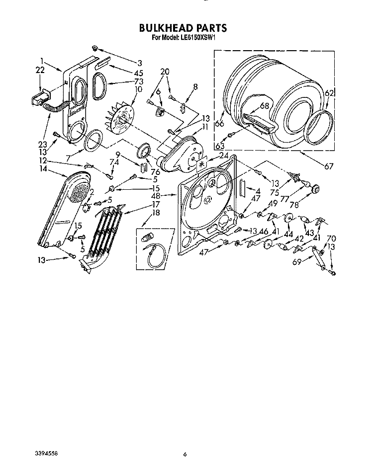 SECTION Diagram and Parts List for LE6150XSN1  Whirlpool Dryer