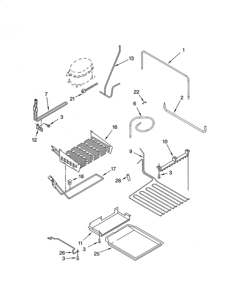 Lower Unit & Tube Parts Diagram and Parts List for KBLP36FMS01  KitchenAid Refrigerator