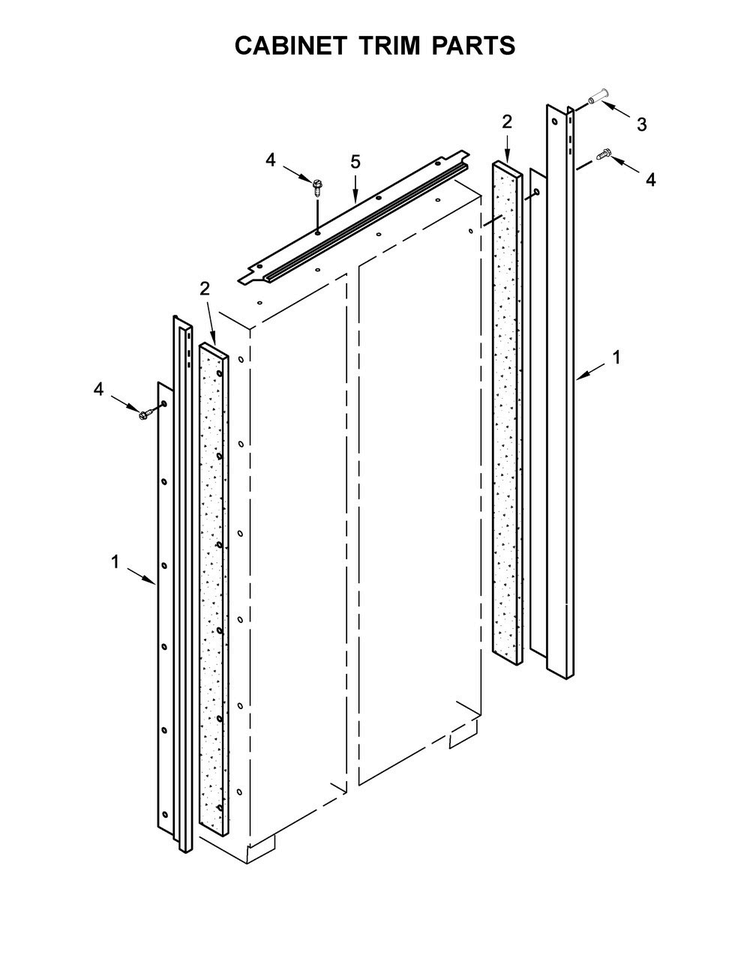 Cabinet Trim Parts Diagram and Parts List for KBSN602EBS01  KitchenAid Refrigerator
