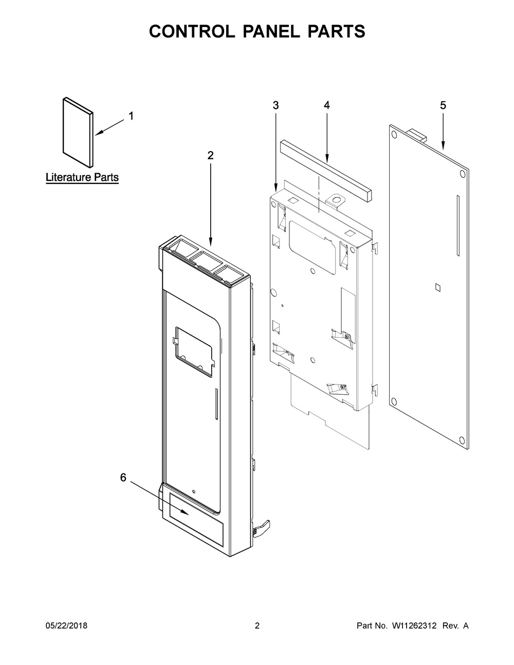 Control Panel Parts Diagram and Parts List for IMH160FW2  Whirlpool Microwave