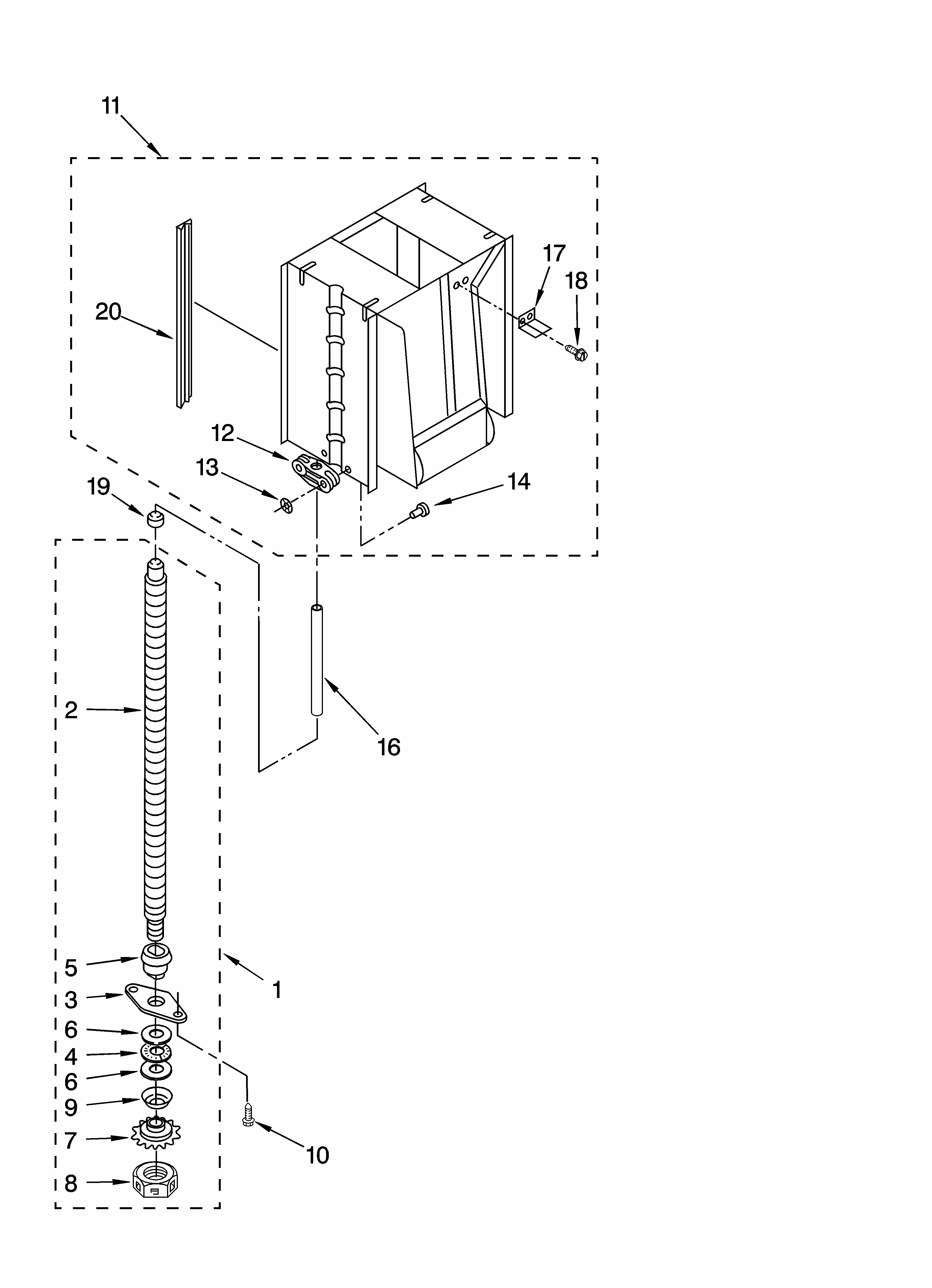 Powerscrew And Ram Parts Diagram and Parts List for 66513612101  Kenmore Trash Compactor