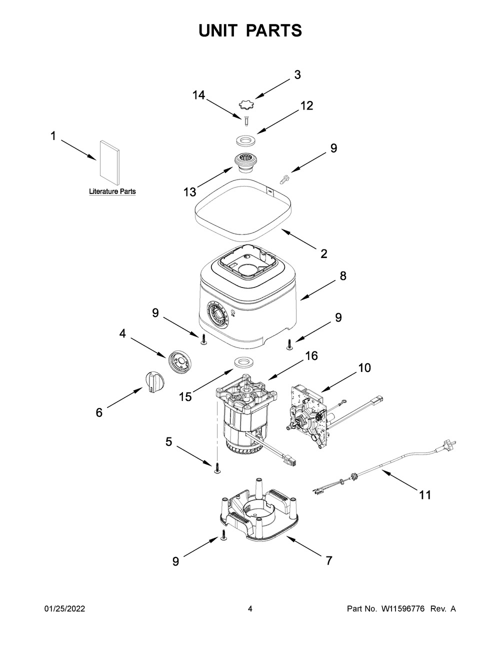 Unit Parts Diagram and Parts List for 5KSB1320BOB0  KitchenAid Blender