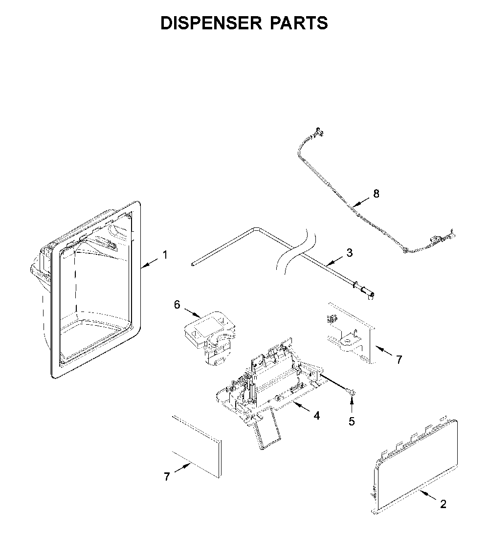 Dispenser parts Diagram and Parts List for WRS311SDHB03  Whirlpool Refrigerator