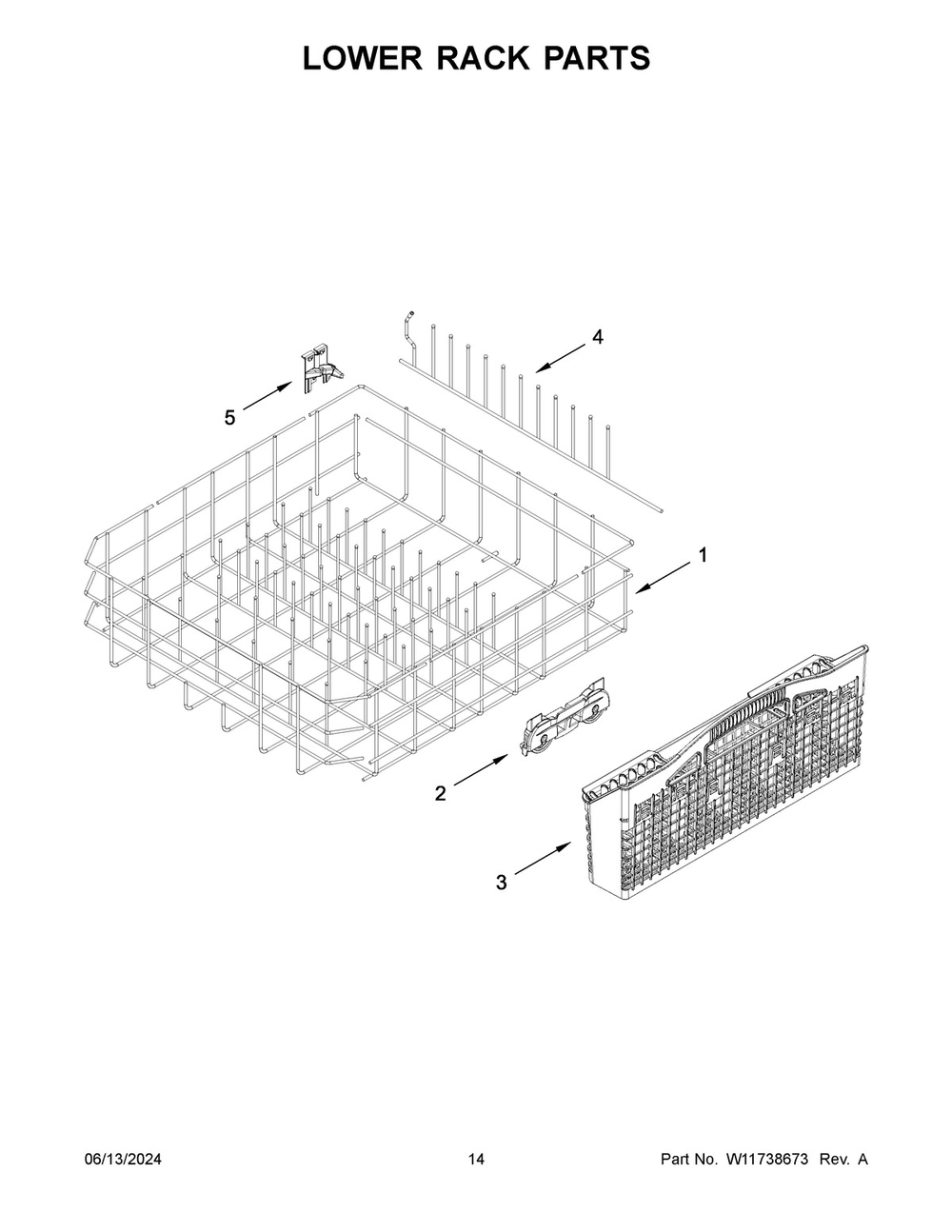 08 - Lower Rack Parts Diagram and Parts List for WDPS7024RZ0  Whirlpool Dishwasher
