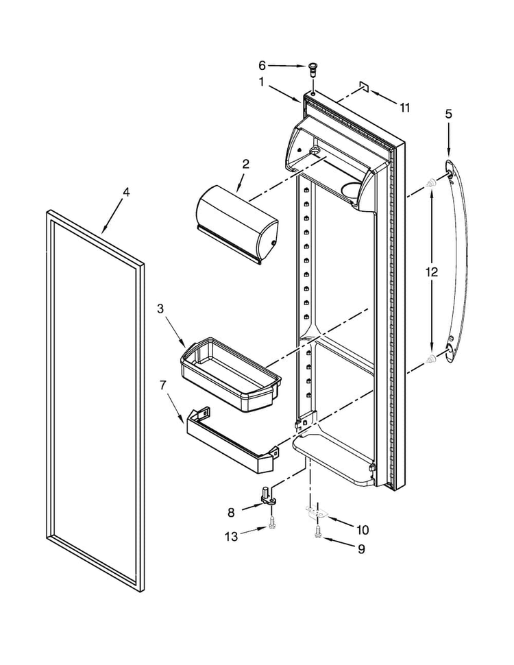 Refrigerator Door Parts Diagram and Parts List for WRS322FDAM04  Whirlpool Refrigerator