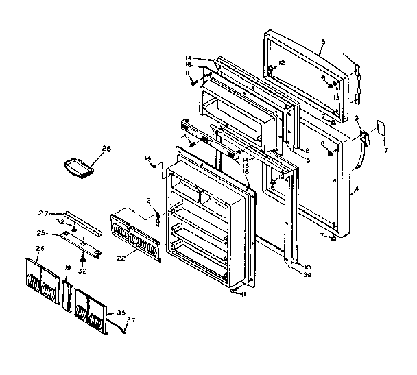 Door Parts Diagram and Parts List for 106W16DL  Kenmore Refrigerator