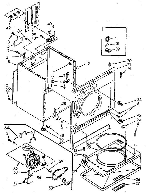 Cabinet Diagram and Parts List for LE5800XSN3  Whirlpool Dryer