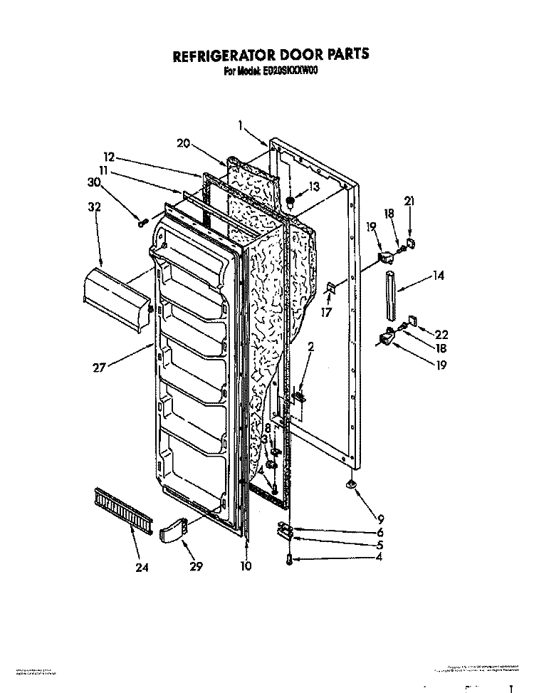 REFRIGERATOR DOOR Diagram and Parts List for ED20SKXXW00  Whirlpool Refrigerator