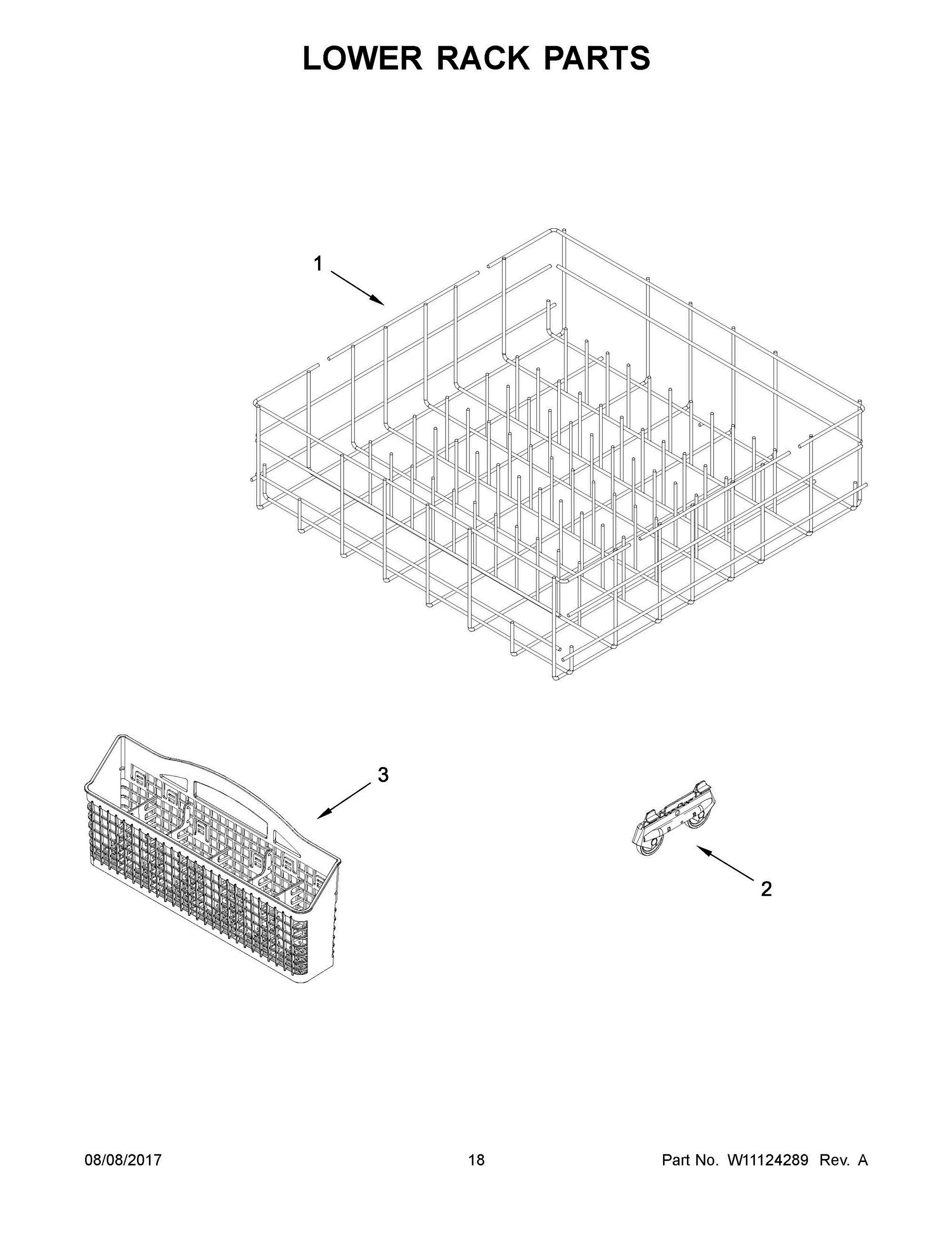 10 - LOWER RACK PARTS Diagram and Parts List for WDF560SAFB2  Whirlpool Dishwasher