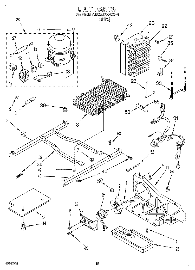 UNIT Diagram and Parts List for 7ED25PQXDW01  Whirlpool Refrigerator