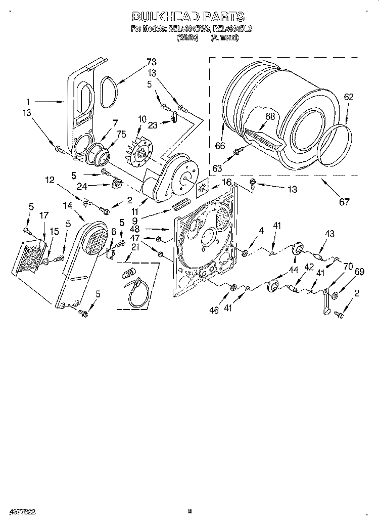 SECTION Diagram and Parts List for REL4634BL3  Roper Dryer