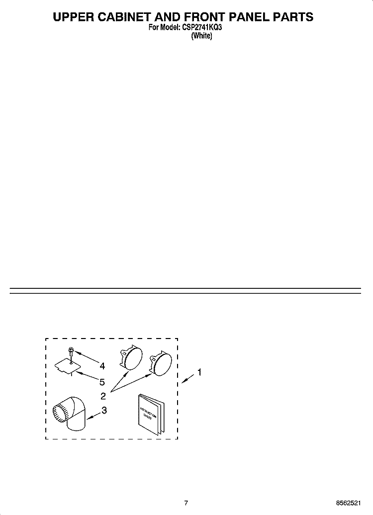 OPTIONAL PARTS (NOT INCLUDED) Diagram and Parts List for CSP2741KQ3  Whirlpool Dryer