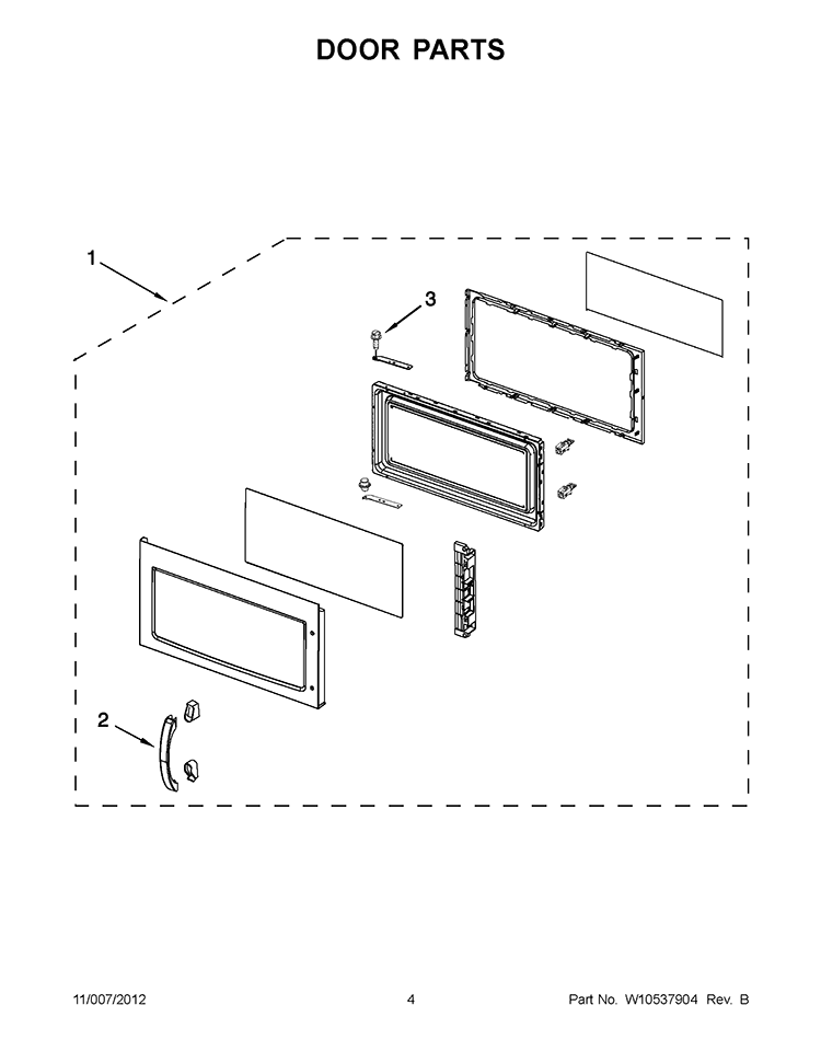 DOOR PARTS Diagram and Parts List for KHMS2040BSS0  KitchenAid Microwave