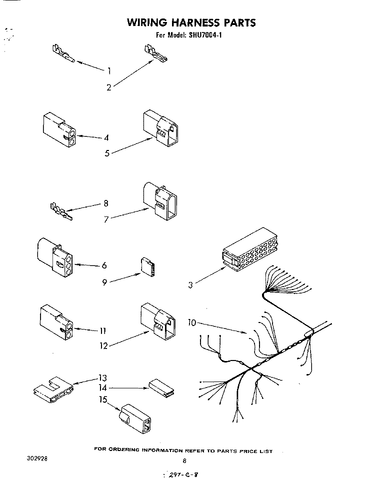 WIRING HARNESS Diagram and Parts List for SHU70041  Whirlpool Dishwasher