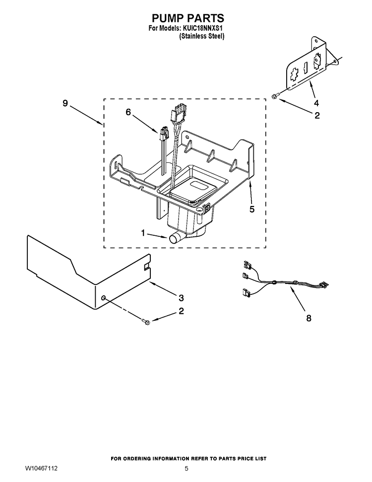 PUMP PARTS Diagram and Parts List for KUIC18NNXS1  KitchenAid Ice Maker